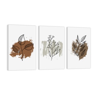 Foto 1 | Set de Cuadros Canvas Revolution Tríptico Vertical Hojas Minimalistas 3 Piezas 30 x 45 cm c/u