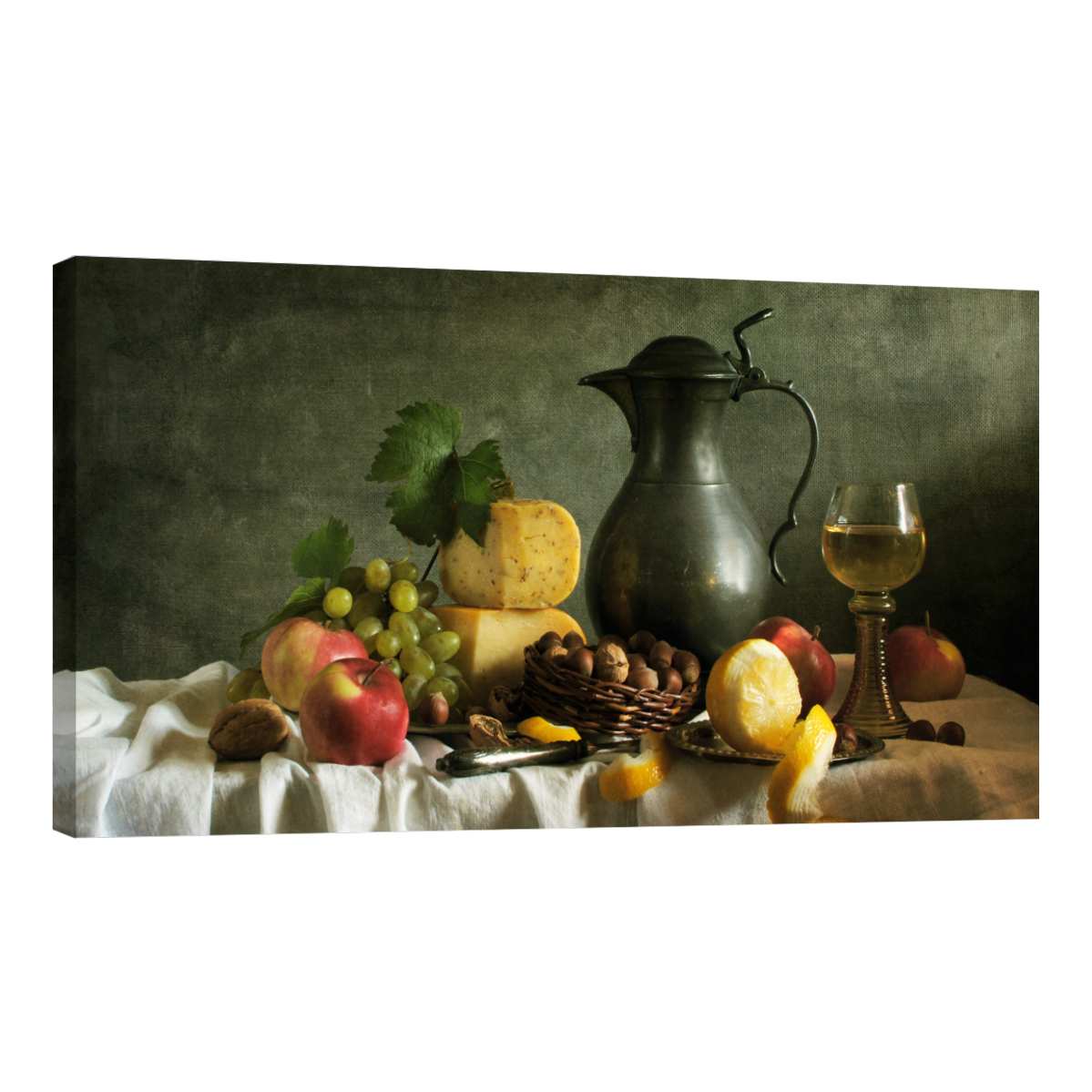 Cuadro Canvas Revolution 120 x 60 cm - Quesos Frutos y Copa de Vino