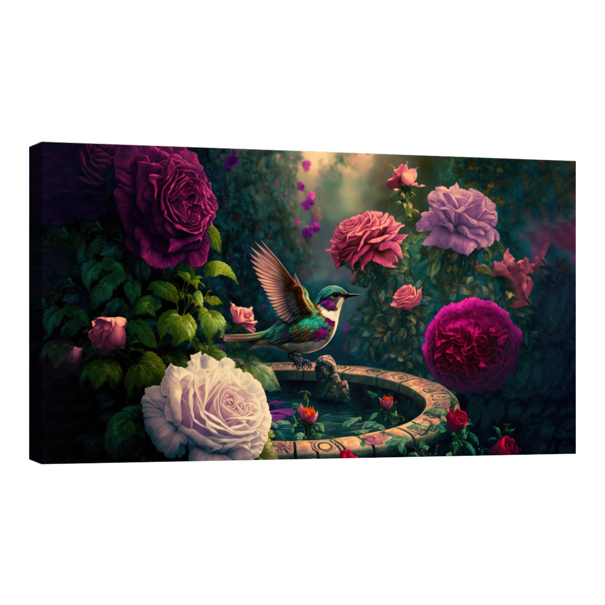 Cuadro Decorativo Canvas Revolution Colibrí con Flores 120 x 60 cm