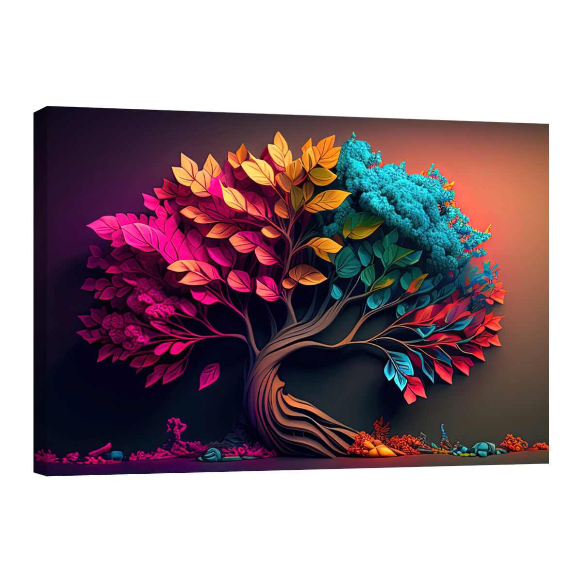 Cuadro Decorativo Canvas Revolution Árbol Colorido 90 x 60 cm