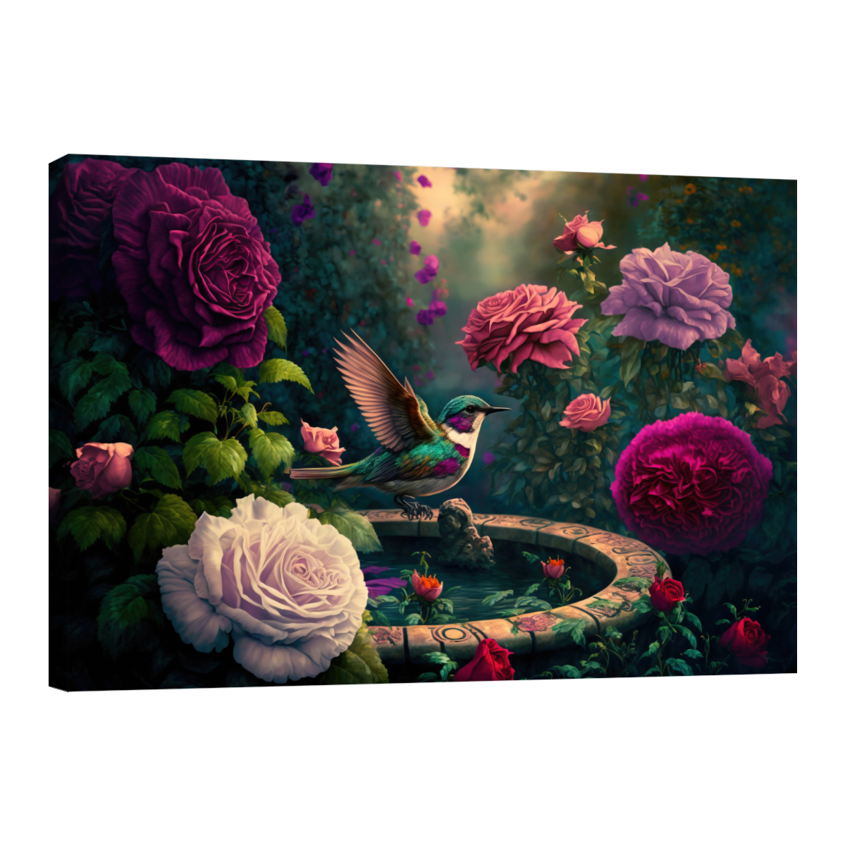 Cuadro Decorativo Canvas Revolution Colíbri con Flores 90 x 60 cm