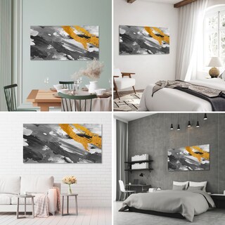 Foto 2 | Cuadro Canvas Revolution 160 x 80 cm Brochazos En Plata Y Dorado