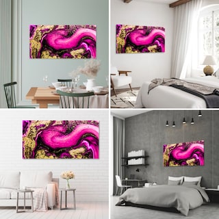 Foto 2 | Cuadro Canvas Revolution 120 X 60 CM Olas Rosadas con Brillo