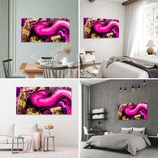Foto 2 | Cuadro Canvas Revolution 160 X 80 CM Olas Rosadas con Brillo