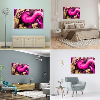 Foto 2 | Cuadro Canvas Revolution 90 X 60 CM Olas Rosadas con Brillo