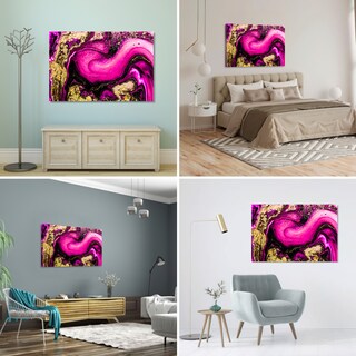 Foto 2 | Cuadro Canvas Revolution 120 X 80 CM Olas Rosadas con Brillo