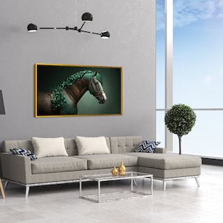 Foto 2 | Cuadro Canvas Revolution Caballo Verde de la Suerte 140 X 70 CM con Marco Dorado