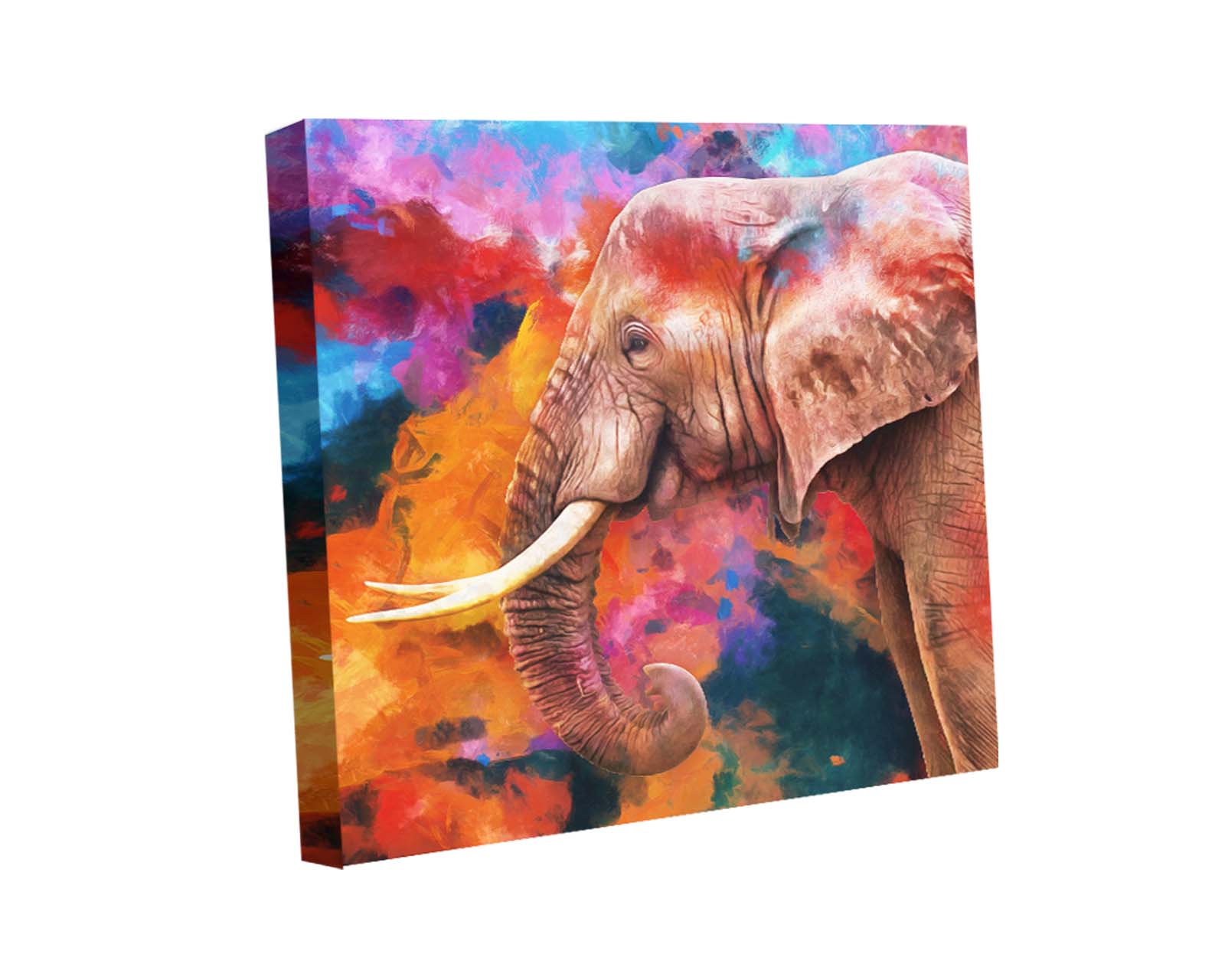 Foto 2 pulgar | Cuadro Decorativo Canvas Art Pintura Moderna de Elefante Fondo Colorido Multicolor 120 X 120 CM