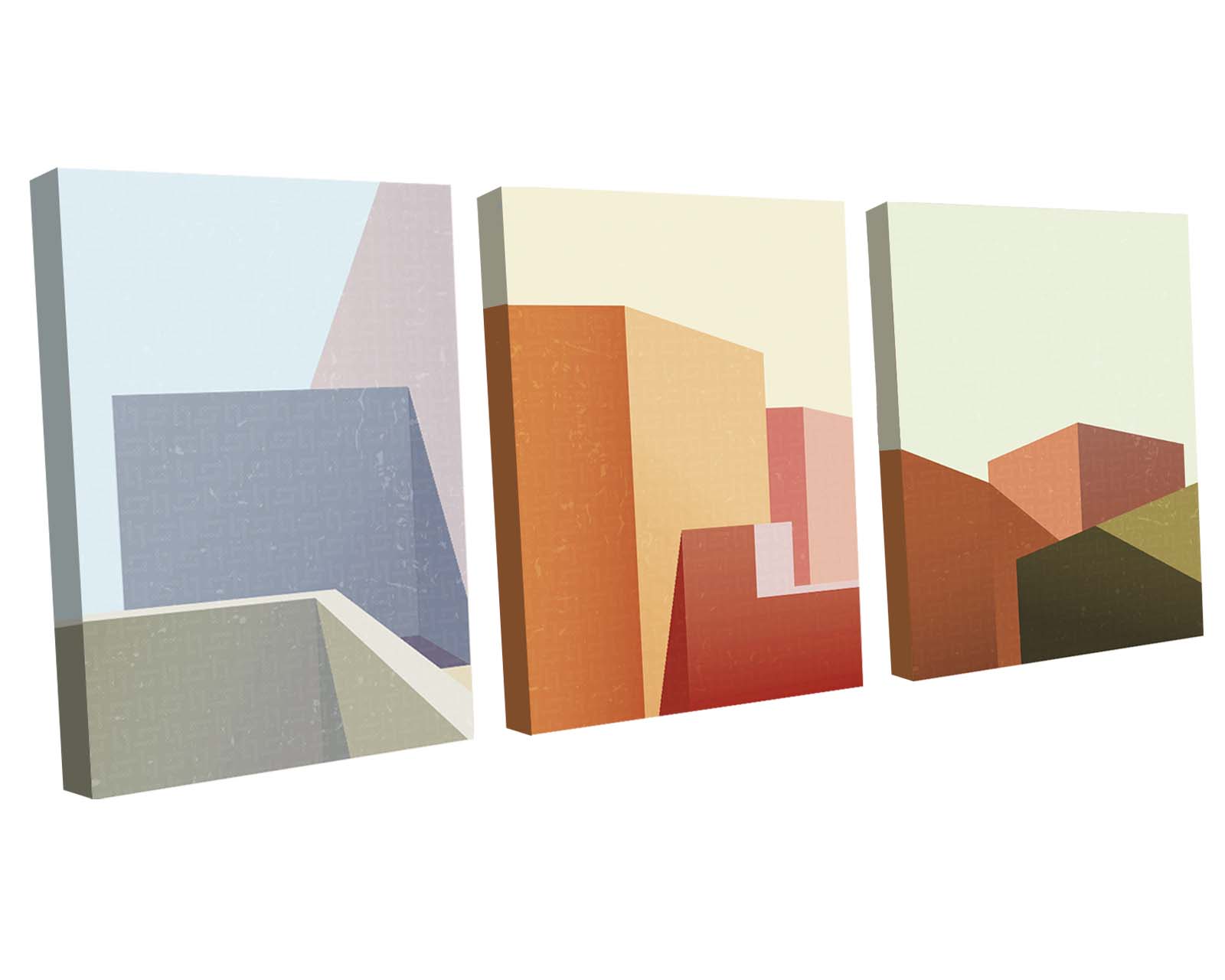 Set de 3 Cuadros Decorativos Canvas Art Ilustraciones Geométricas Japonés Multicolor 40 X 60 CM