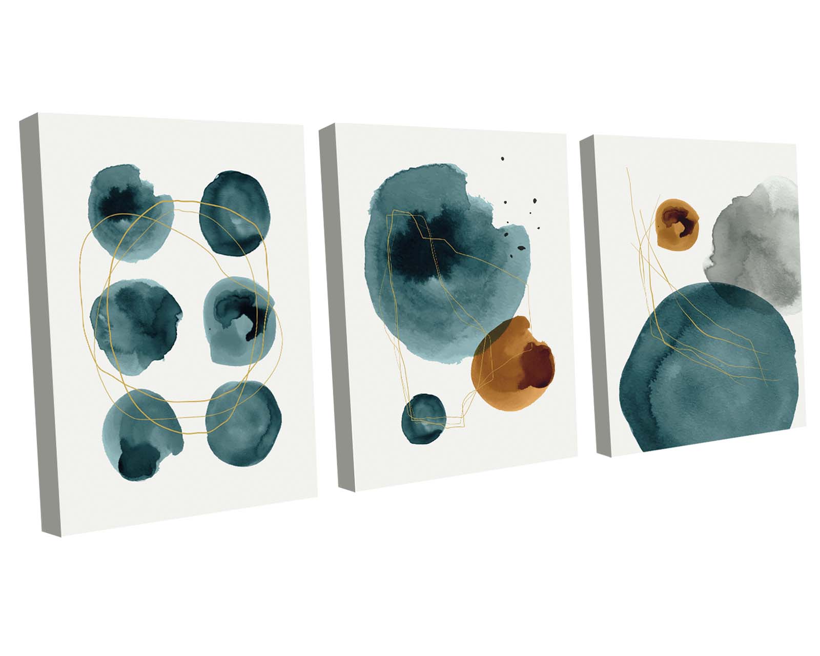 Foto 2 pulgar | Set de 3 Cuadros Decorativos Canvas Art Ilustraciones Minimalistas Azul Multicolor 40 X 60 CM