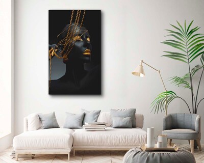 Foto 2 | Cuadro Decorativo Canvas Art Belleza Oro Maquillaje Labios Párpados Multicolor 130 X 80 CM