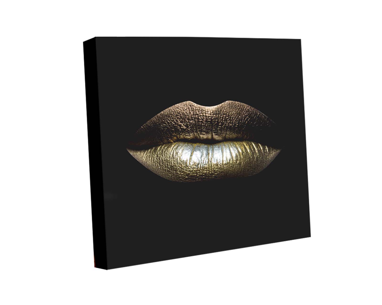 Cuadro Decorativo Canvas Art Bonito Labios Dorados Multicolor 120 X 1200 CM