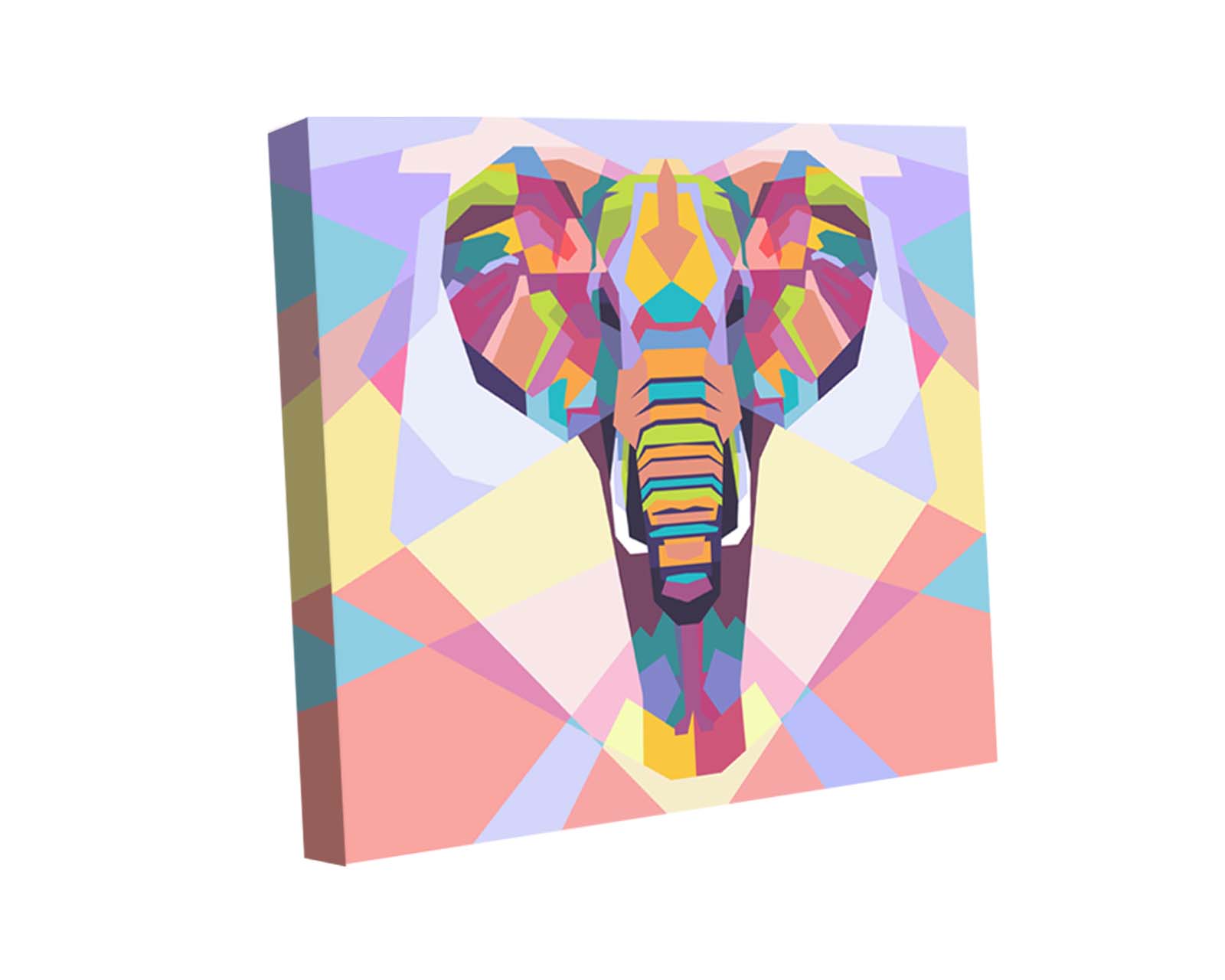 Cuadro Decorativo Canvas Art Cabeza Geométrica Abstracta Elefante Multicolor 120 X 120 CM