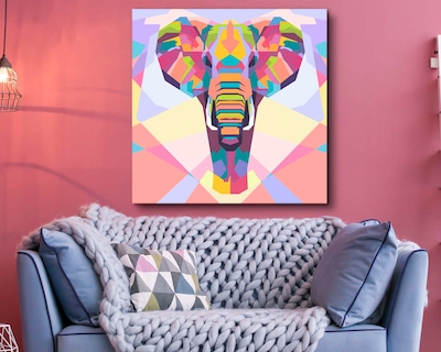 Foto 2 | Cuadro Decorativo Canvas Art Cabeza Geométrica Abstracta Elefante Multicolor 120 X 120 CM