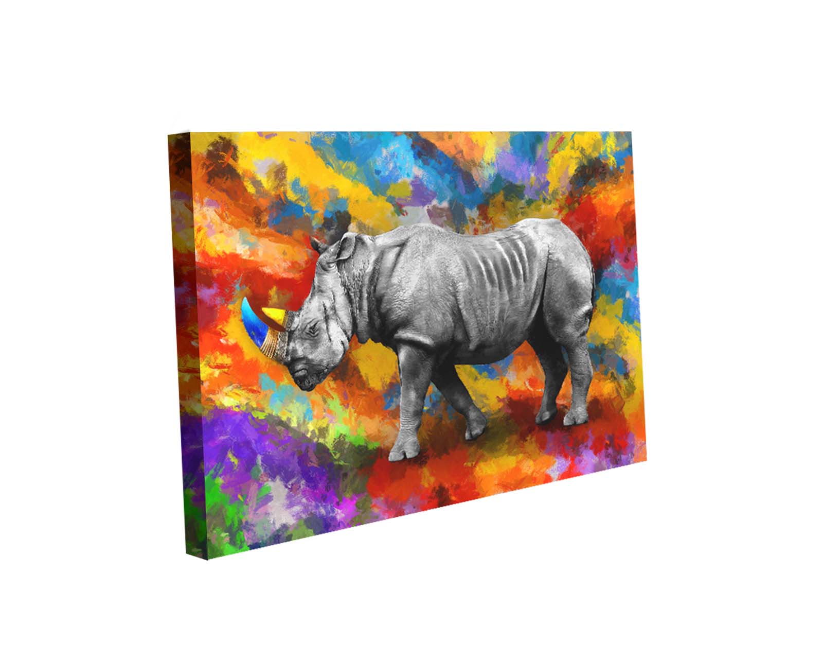 Cuadro Decorativo Canvas Art Pintura Moderno de Rinoceronte Multicolor 130 x 80 cm