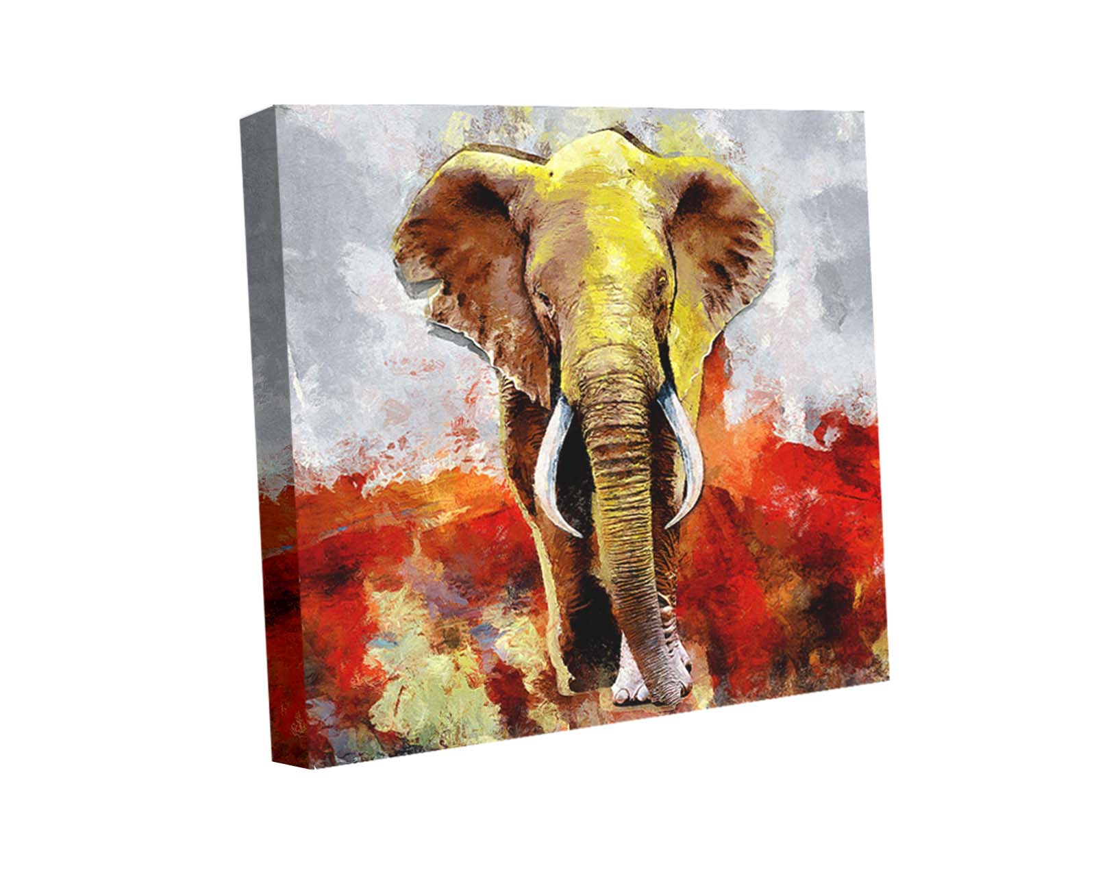 Cuadro Decorativo Canvas Art Pintura Moderna De Elefante Multicolor 120x120cm