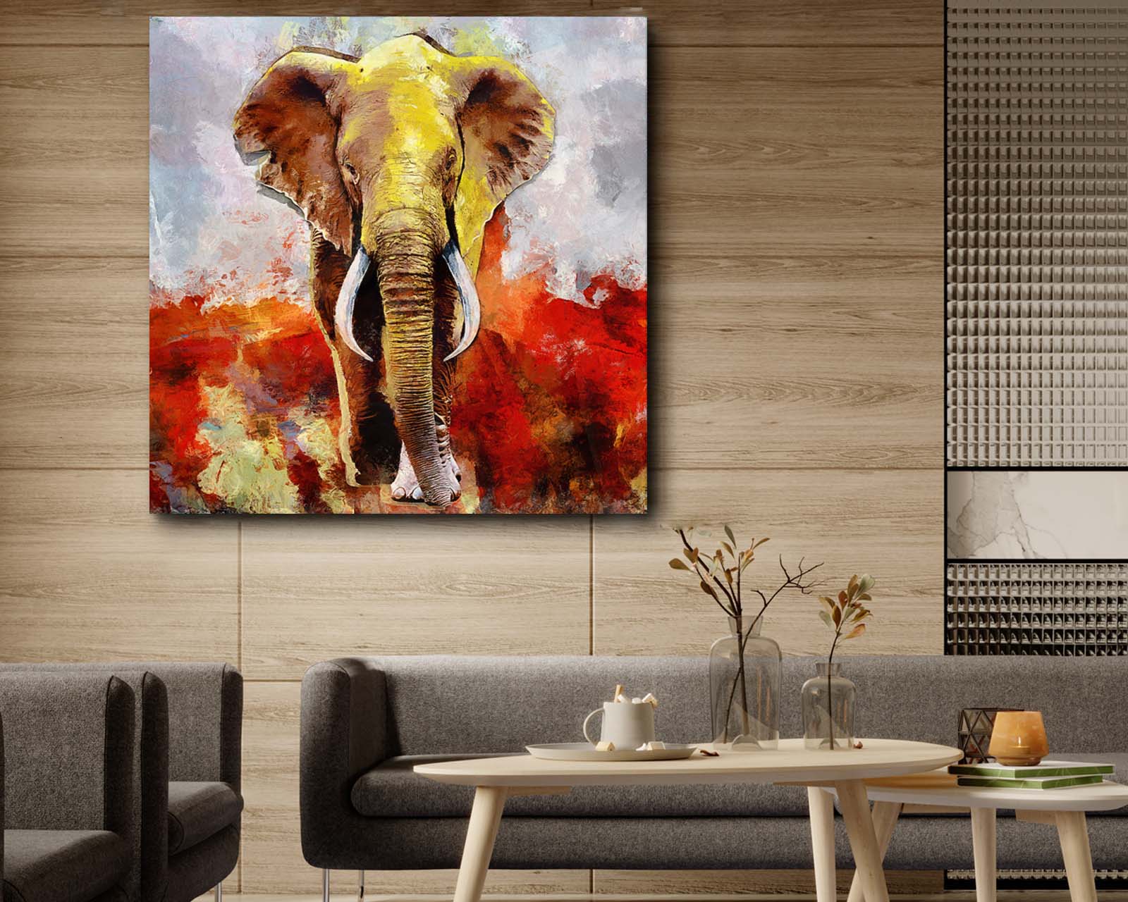 Foto 2 | Cuadro Decorativo Canvas Art Pintura Moderna De Elefante Multicolor 120x120cm