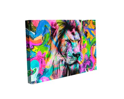 Foto 1 | Cuadro Decorativo Canvas Art Cabeza de León en Pintura de Grafitti Colorida Multicolor 180 x 120 cm