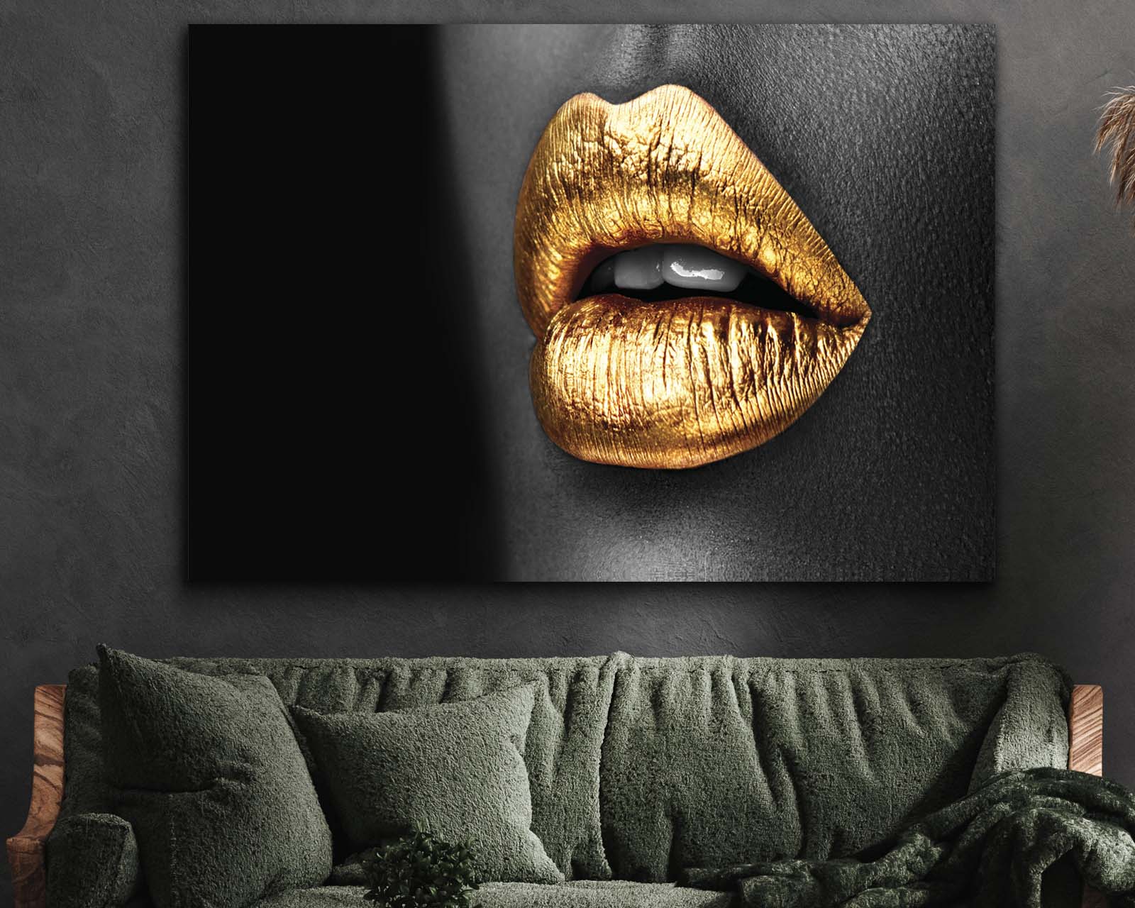 Foto 3 pulgar | Cuadro Decorativo Canvas Art Labios Brillantes Dorado Multicolor 130 X 90 CM