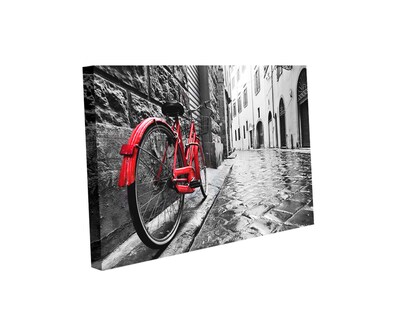 Foto 1 | Cuadro Decorativo Canvas Art Bici Roja Retro en la Calle del Casco Antiguo Multicolor 130 X 80 CM