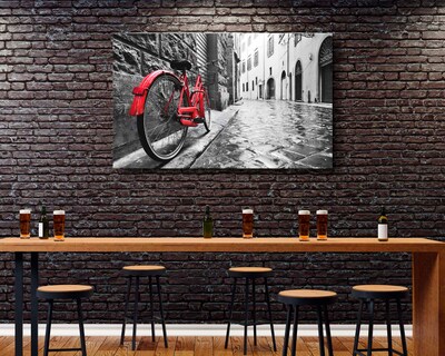 Foto 2 | Cuadro Decorativo Canvas Art Bici Roja Retro en la Calle del Casco Antiguo Multicolor 130 X 80 CM
