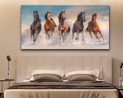 Foto 2 | Cuadro Decorativo Canvas Art El Rebaño de Caballos Corre Rápido Multicolor 120 X 60 CM