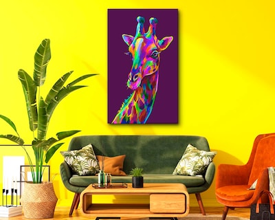 Foto 2 | Cuadro Decorativo Canvas Art Jirafa Colorida 130 x 80 cm