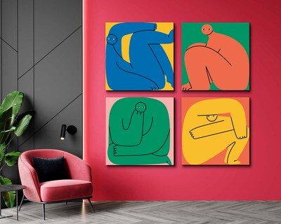 Foto 2 | Cuadros Decorativos Canvas Art Criaturas Extrañas 4 Piezas