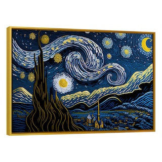 Foto 1 | Cuadro Canvas Revolution Noche Estrellada 3d 135 x 90 cm con Marco color Dorado