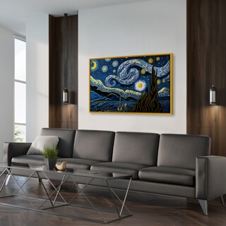 Foto 2 | Cuadro Canvas Revolution Noche Estrellada 3d 135 x 90 cm con Marco color Dorado
