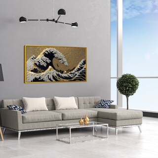 Foto 2 | Cuadro Canvas Revolution Ola De Kanagawa Dorada 140 x 70 cm con Marco color Dorado