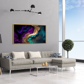 Foto 2 | Cuadro Canvas Revolution Mármol Galáctico 140 x 70 cm con Marco color Dorado