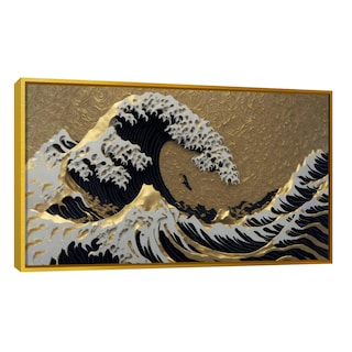 Foto 1 | Cuadro Canvas Revolution Ola de Kanagawa Dorada 120 x 60 cm con Marco color Dorado