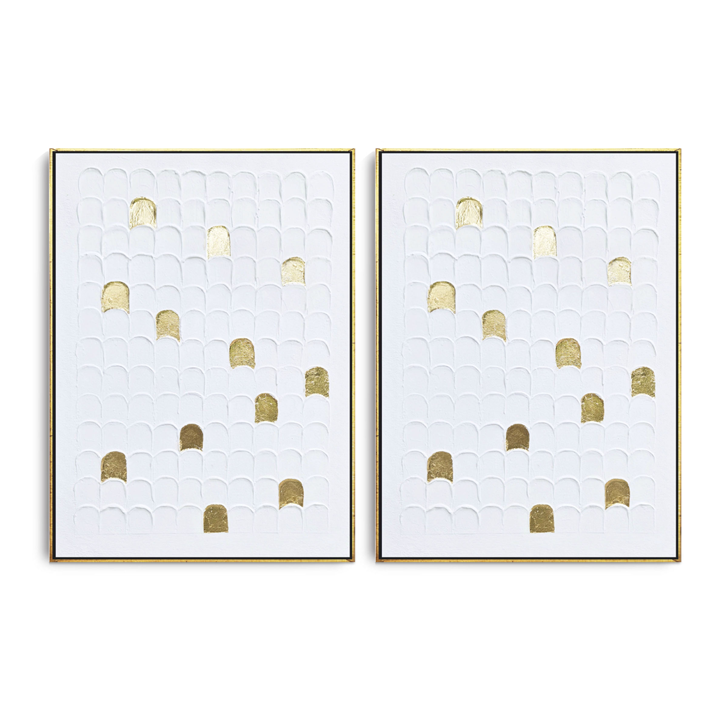 Set de 2 Cuadros Decorativos Canvas Art 006 Texturizados con Hoja de Oro