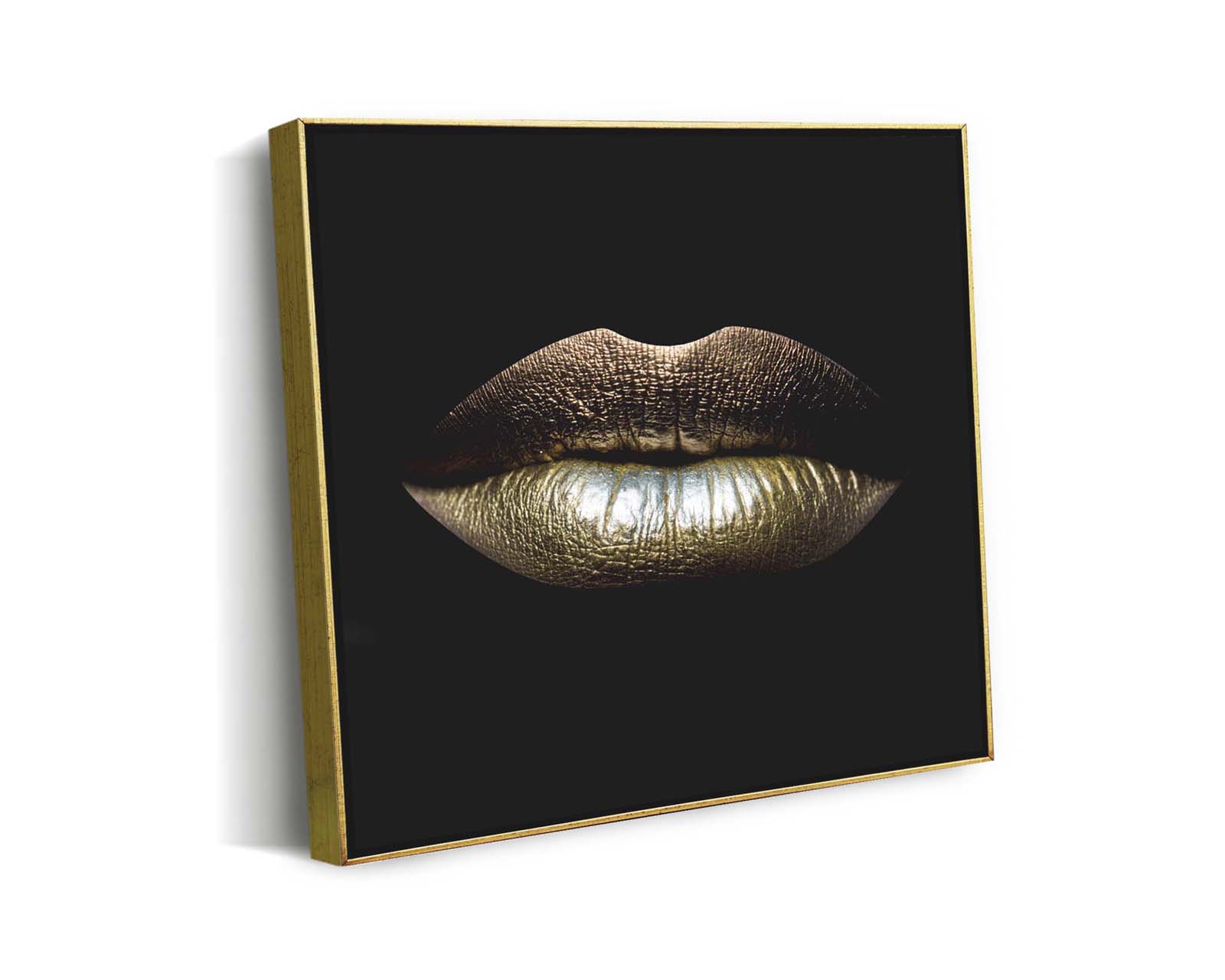 Cuadro Decorativo Canvas Art Bonito Labios Dorados Milticolor