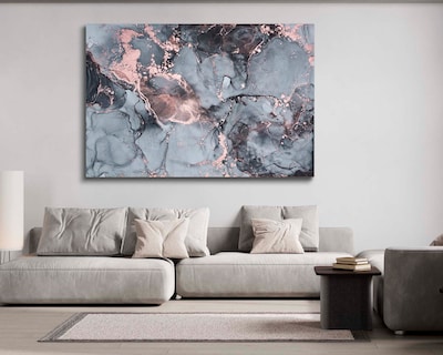 Foto 2 | Cuadro Decorativo Canvas Art Mármol Gris con Rosa