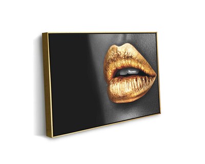 Foto 1 | Cuadro Decorativo Canvas Art Labios Brillantes Dorado