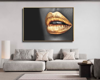 Foto 2 | Cuadro Decorativo Canvas Art Labios Brillantes Dorado