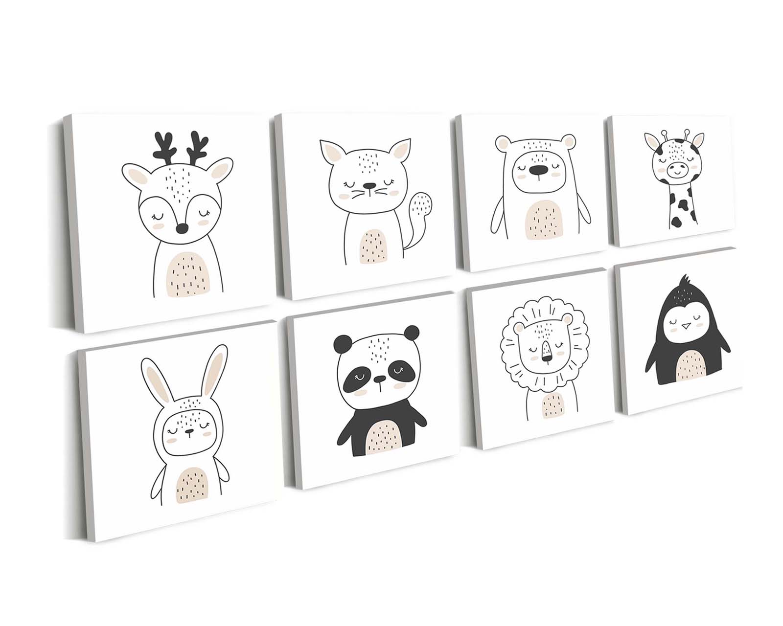 Foto 1 | Set 8 Cuadros Decorativos Canvas Art Animalitos Tiernos y Tímidos