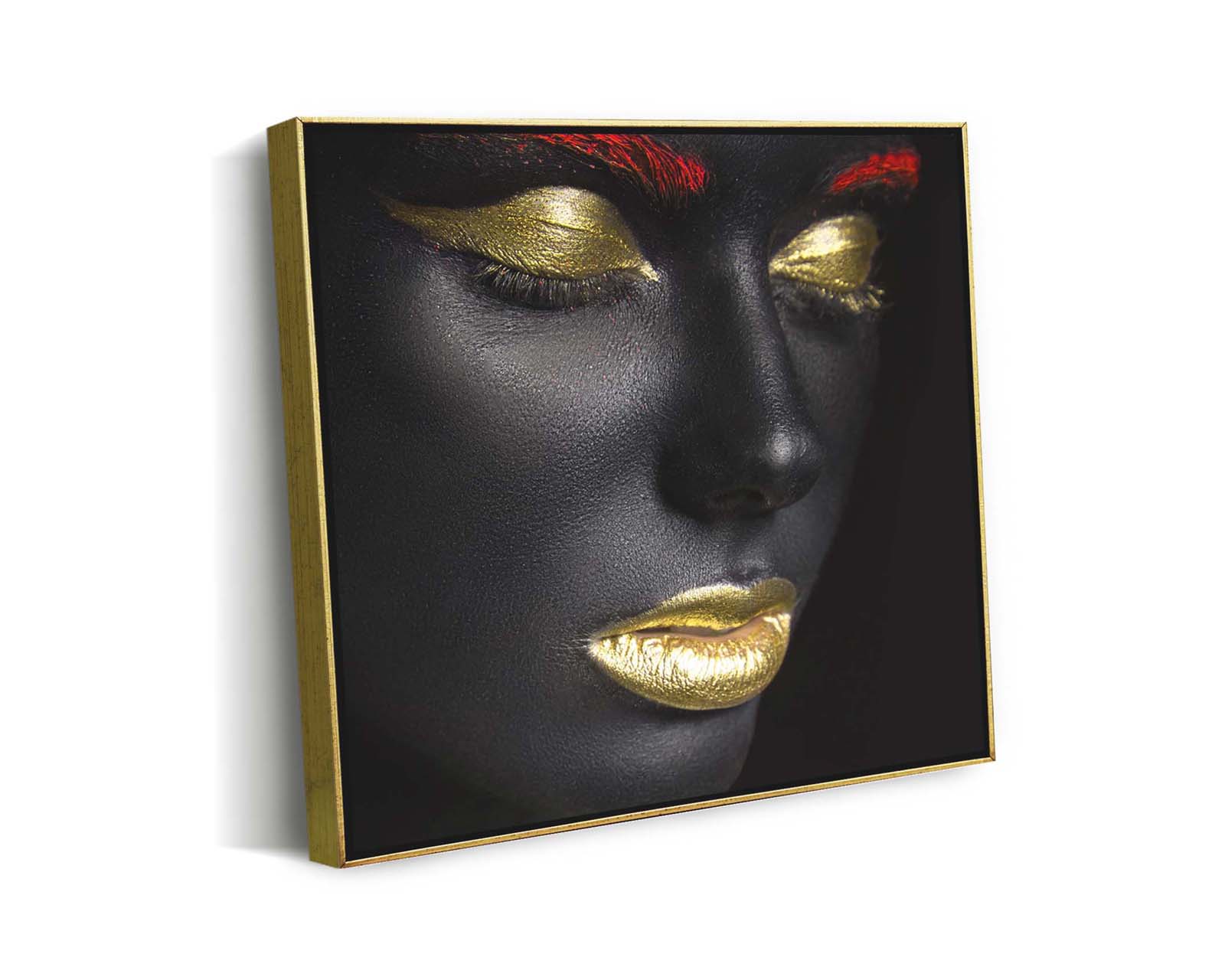 Cuadro Decorativo Canvas Art Párpados y Labios Dorados