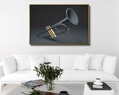 Foto 2 | Cuadro Decorativo Canvas Art Trompeta 3D Negro