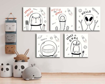 Foto 2 | Set 5 Cuadros Decorativos Canvas Art Criaturas de Diferentes