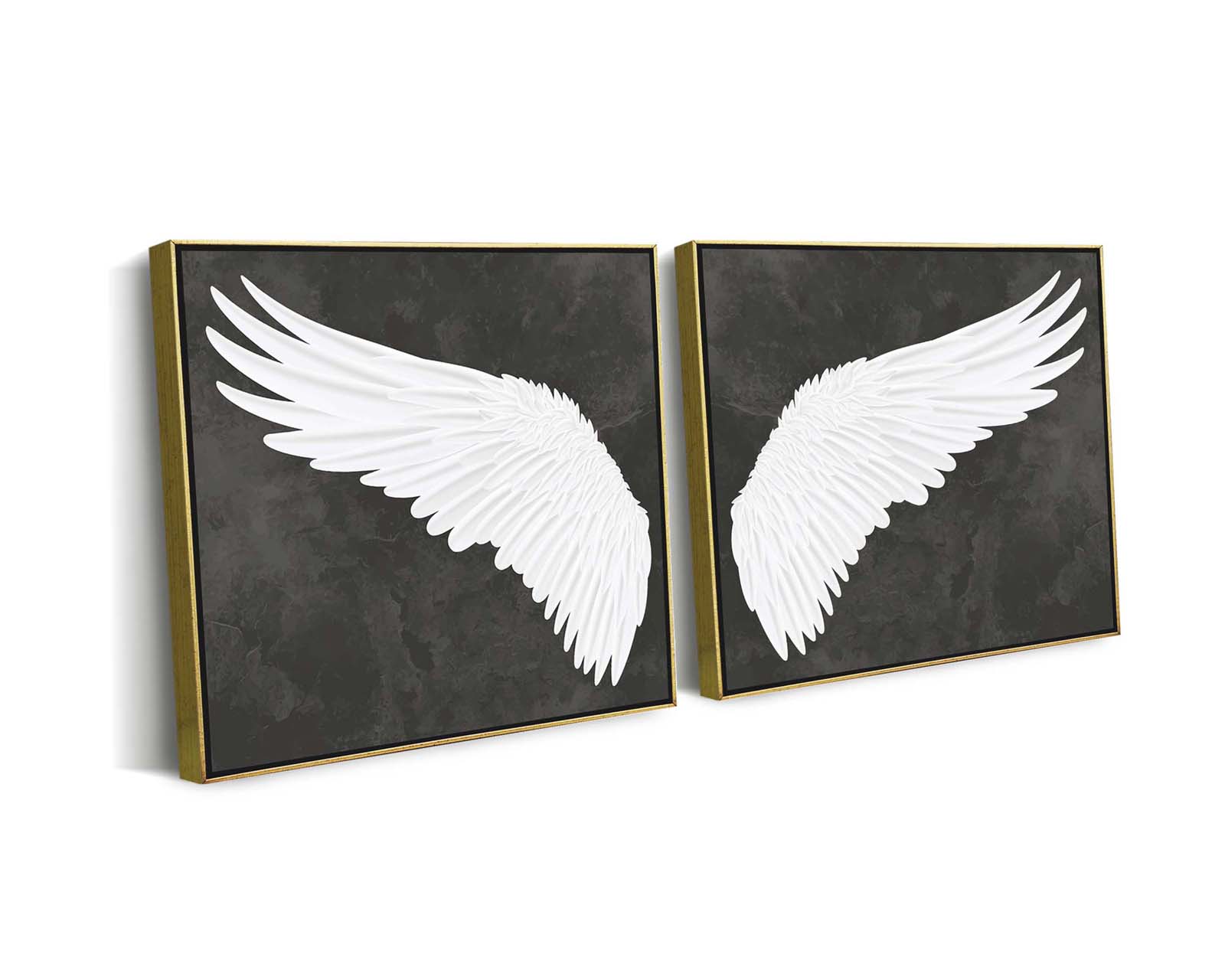 Set De 2 Cuadros Decorativos Canvas Art Alas Realistas Blancas