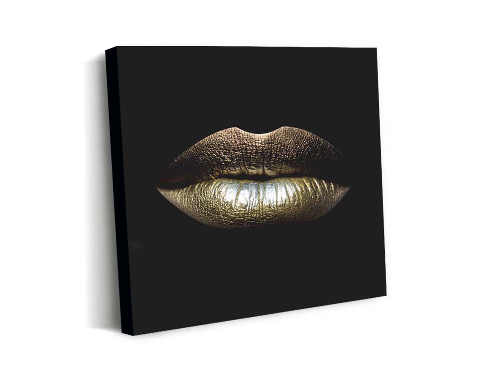 Cuadro Decorativo Canvas Art  Bonito Labios Dorados Multicolor