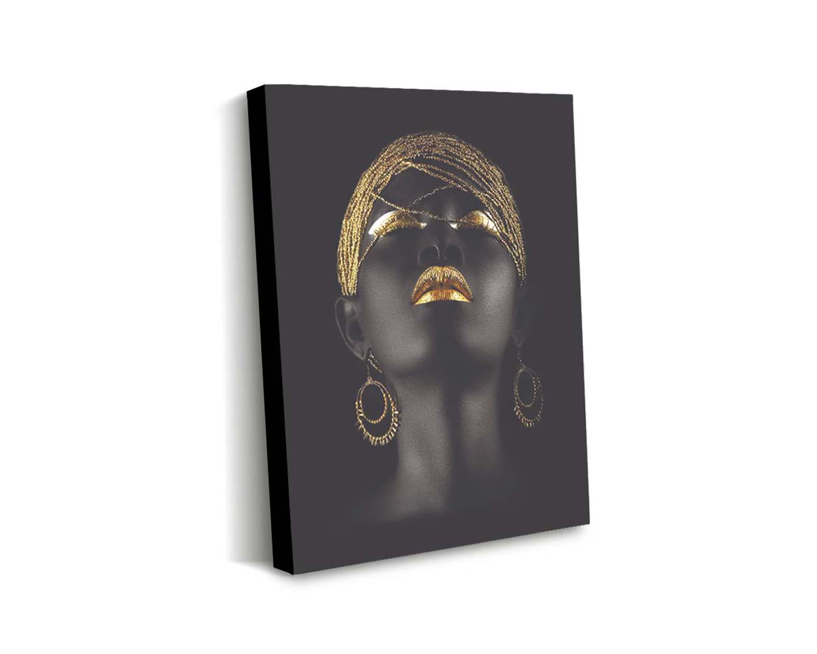 Foto 2 pulgar | Cuadro Decorativo Canvas Art Mujer Labios Dorado y Negro