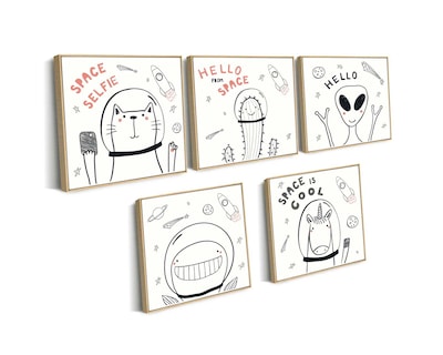 Foto 1 | Set 5 Cuadros Decorativos Canvas Art Criaturas Diferentes