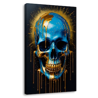 Foto 1 | Cuadro Decorativo Canvas Cráneo Azul Dorado 60x90
