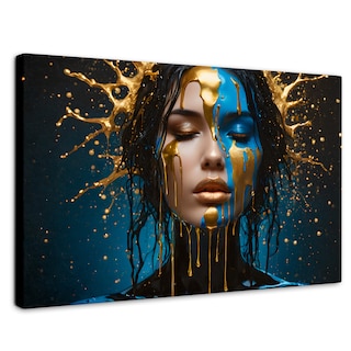 Foto 1 | Cuadro Decorativo Canvas Nocturno Dorado 90x60