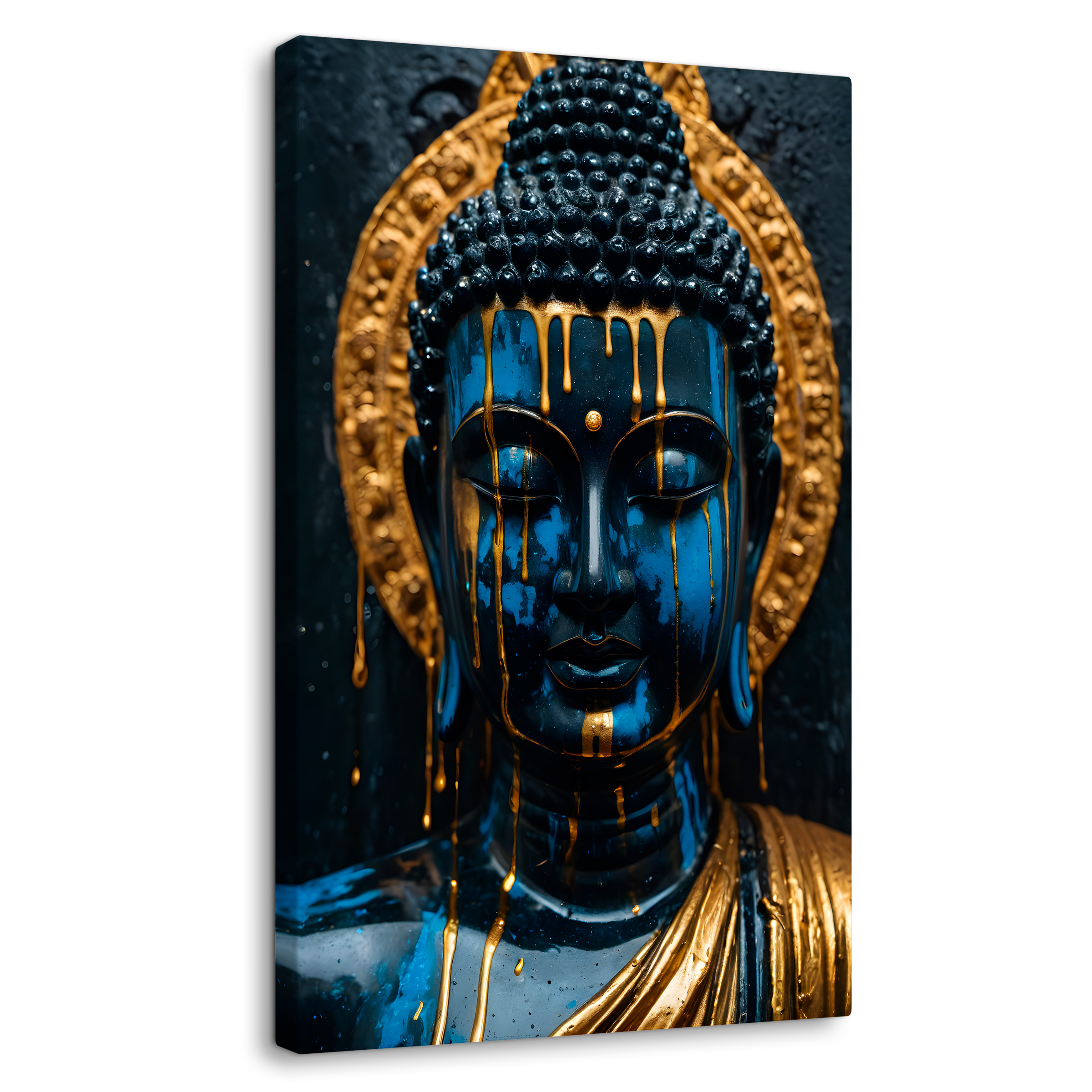 Cuadro Decorativo Canvas Buda Sombra Dorada 60x90