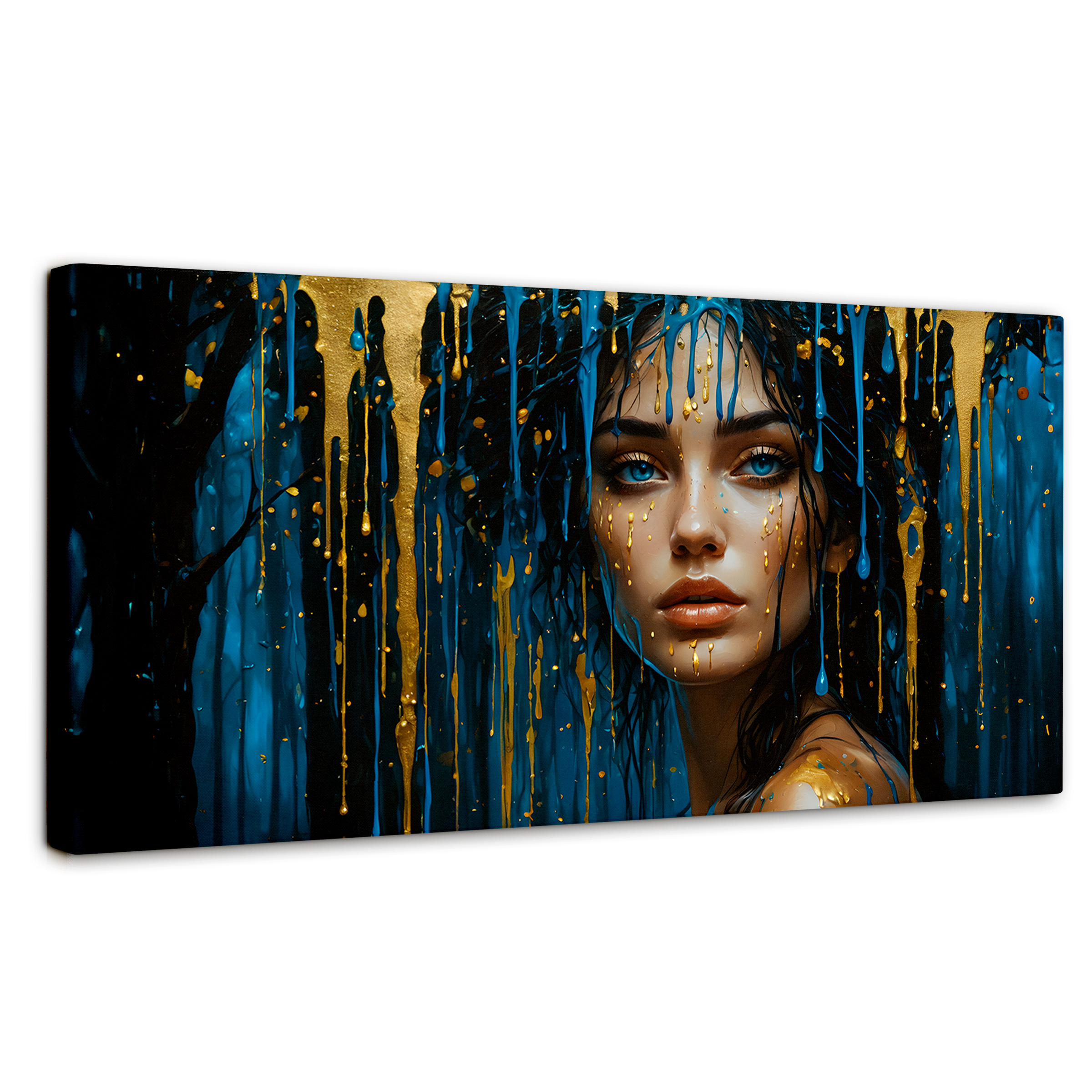 Foto 2 pulgar | Cuadro Decorativo Canvas Reflejos Dorados 140x70